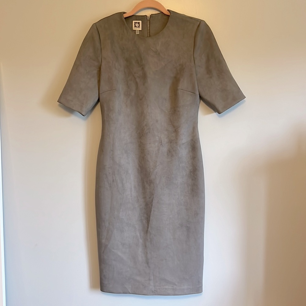 Anne Klein size 6 suede grey dress